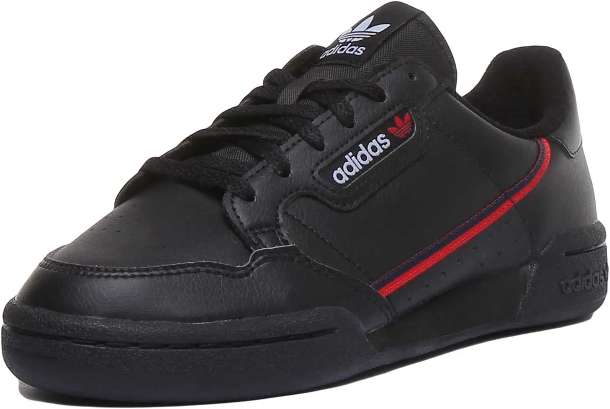 Adidas Continental 80J Leather Trainers In Black For Youth Shoes Adidas