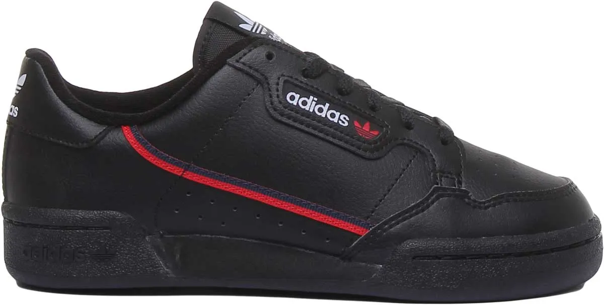 Adidas Continental 80J Leather Trainers In Black For Youth Shoes Adidas