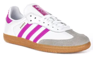 Adidas Samba OG J In White Purple For Youth Shoes Adidas
