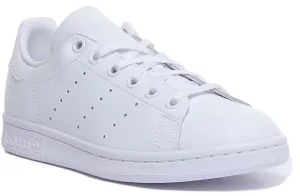 Adidas Stan Smith J Lace Up Leather Trainers In White For Youth Shoes Adidas