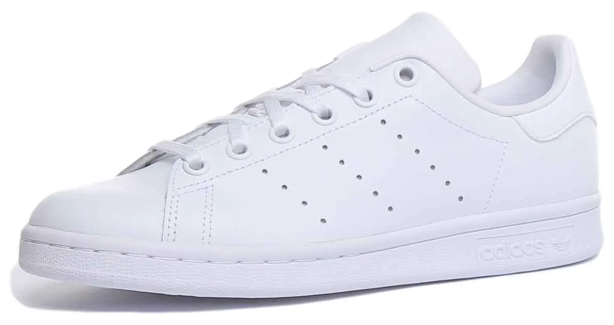 Adidas Stan Smith J Lace Up Leather Trainers In White For Youth Shoes Adidas