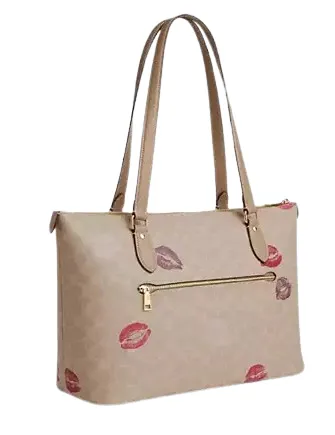 Coach Gallery Tote Bag In Signature Canvas With Lips Print