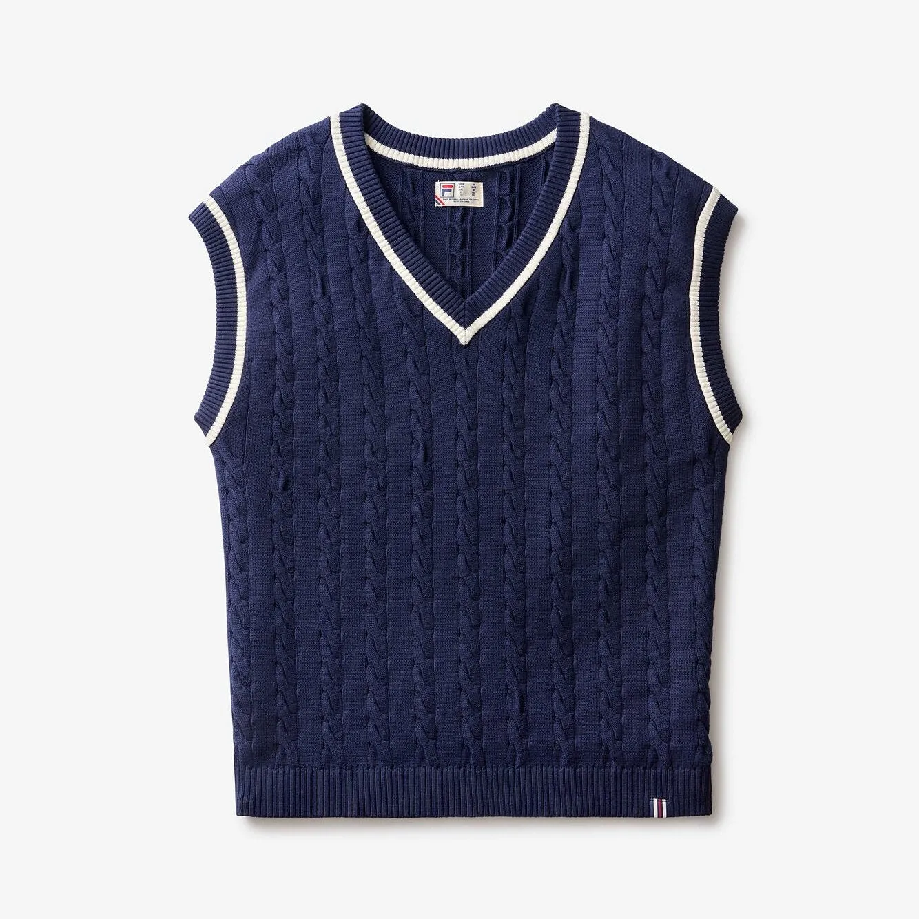 Fila Men's Baseline Cable Knit Vest - Navy/Gardenia Clothing Fila Men