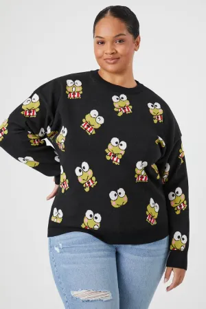 Forever 21 Knit Plus Women's Keroppi Print Sweater Black/Multi Forever 21