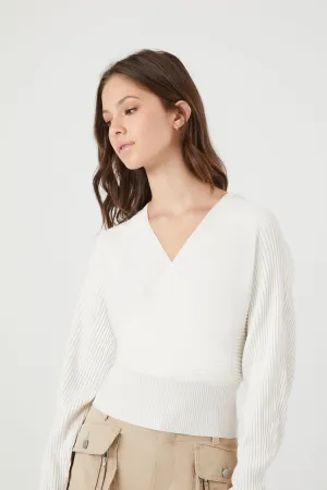Forever 21 Knit Women's Slouchy Surplice Sweater Ivory Forever 21