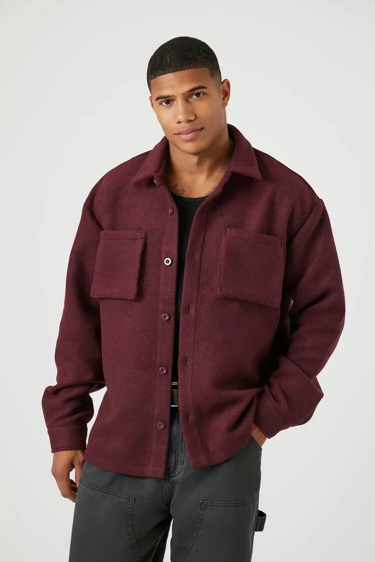 Forever 21 Men's Brushed Drop-Sleeve Jacket Burgundy Forever 21