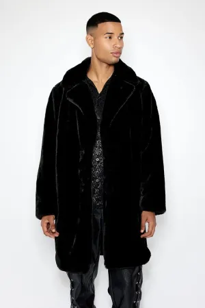 Forever 21 Men's Faux Fur Longline Coat Black Forever 21