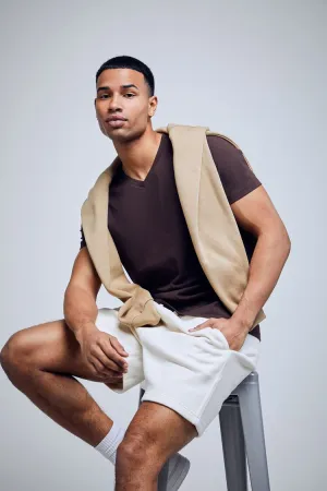 Forever 21 Men's Fleece Drawstring Shorts Cream Forever 21