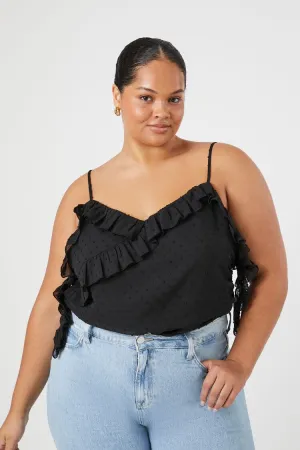 Forever 21 Plus Women's Clip Dot Ruffle Bodysuit Black Forever 21