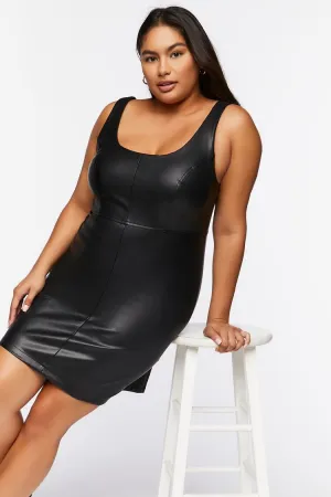 Forever 21 Plus Women's Faux Leather/Pleather Mini Dress Black Forever 21