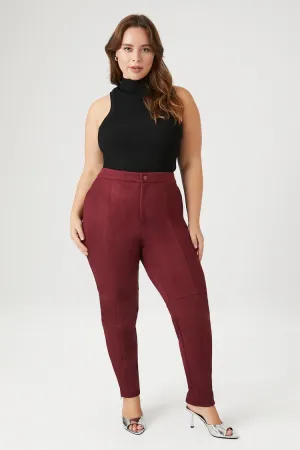 Forever 21 Plus Women's Faux Suede Skinny Pants Wine Forever 21