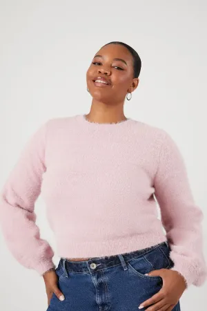 Forever 21 Plus Women's Fuzzy Knit Sweater Mauve Forever 21
