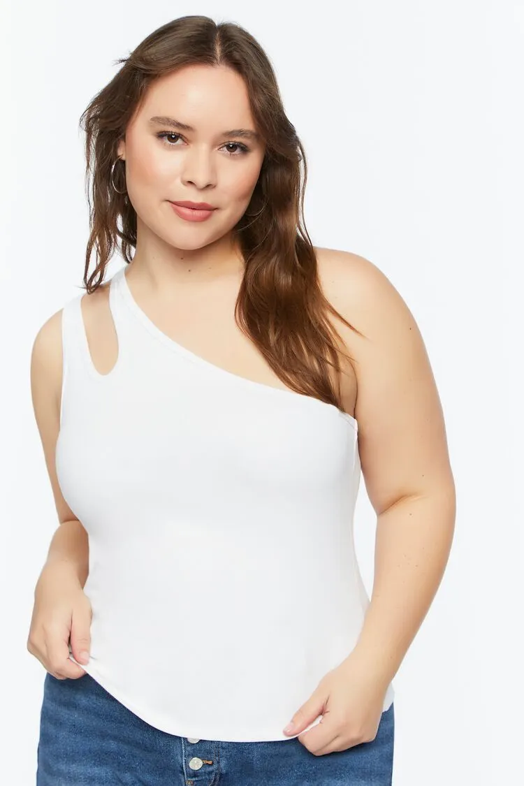 Forever 21 Plus Women's One-Shoulder Cutout Top White Forever 21