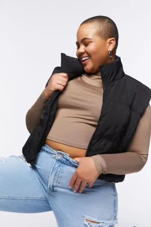 Forever 21 Plus Women's Quilted Puffer Vest Black Forever 21