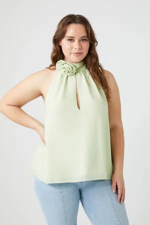 Forever 21 Plus Women's Rosette Mock Neck Top Pistachio Forever 21