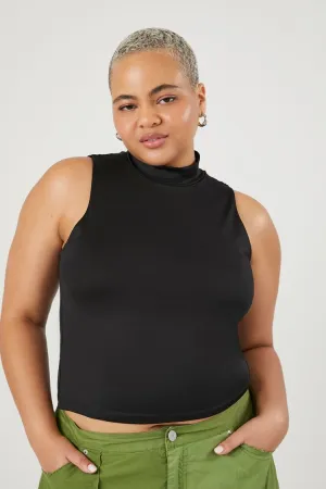 Forever 21 Plus Women's Sleeveless Mock Neck Top Black Forever 21