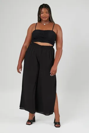 Forever 21 Plus Women's Split Wide-Leg Pants Black Forever 21