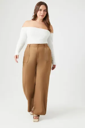 Forever 21 Plus Women's Straight-Leg Pants Khaki Forever 21