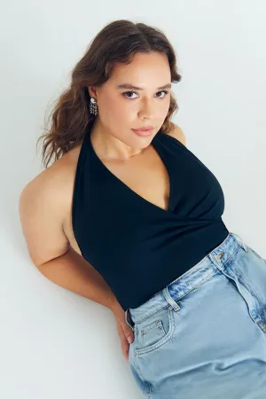 Forever 21 Plus Women's Surplice Halter Top Black Forever 21
