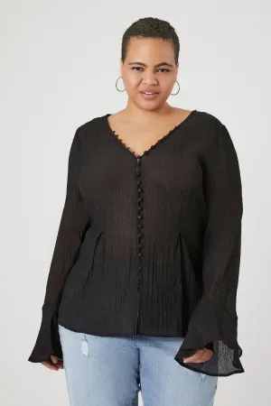 Forever 21 Plus Women's Trumpet-Sleeve Top Black Forever 21