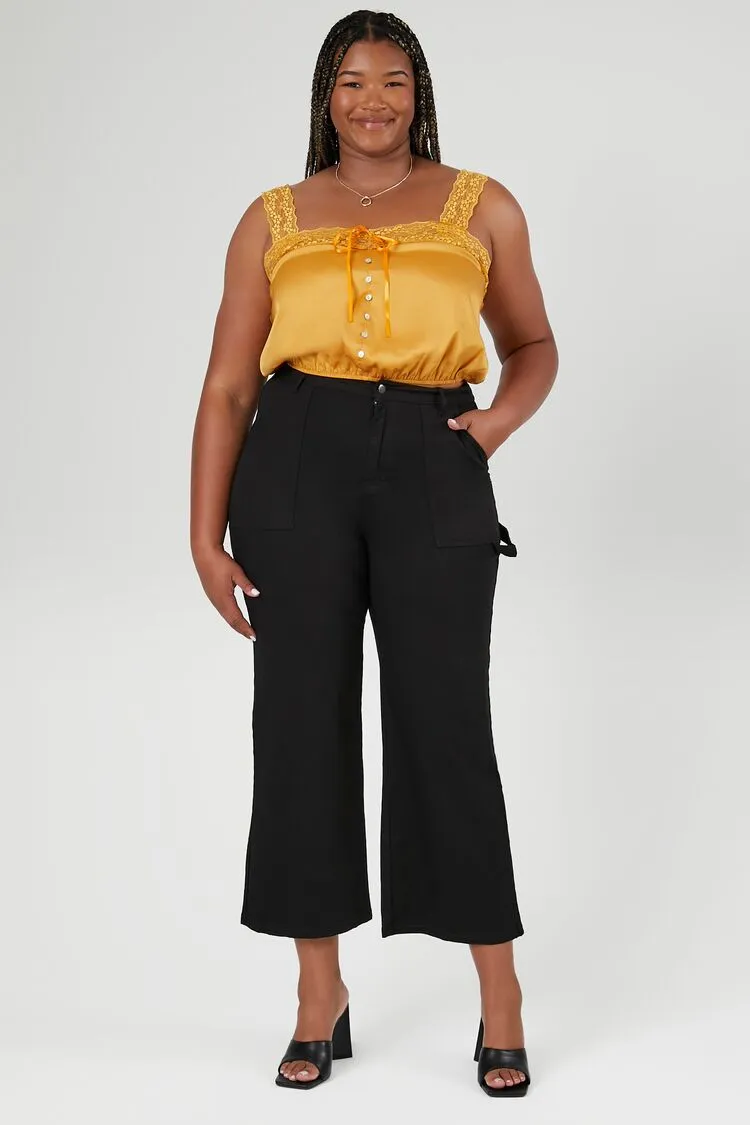Forever 21 Plus Women's Wide-Leg Carpenter Pants Black Forever 21