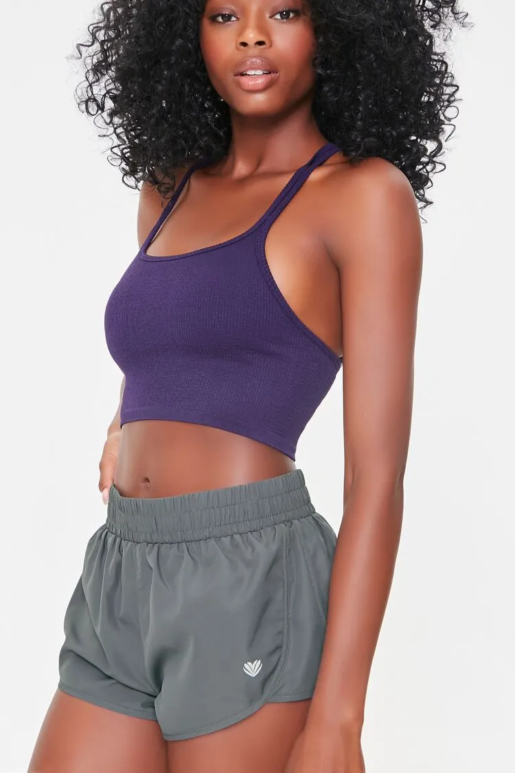 Forever 21 Women's Active Dolphin-Hem Shorts Grey Forever 21