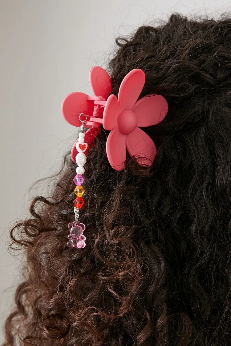 Forever 21 Women's Beaded Flower Claw Hair Clip Pink Forever 21
