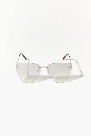 Forever 21 Women's Cat-Eye Tinted Sunglasses Silver/Silver Forever 21