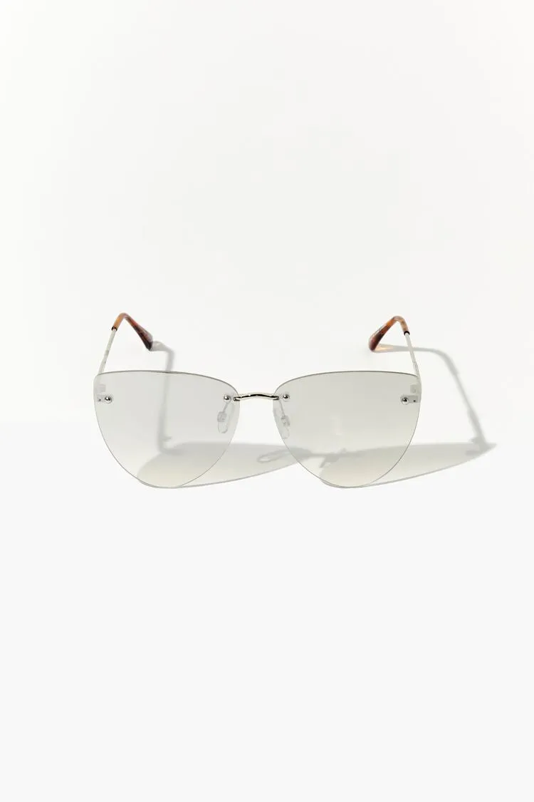 Forever 21 Women's Cat-Eye Tinted Sunglasses Silver/Silver Forever 21