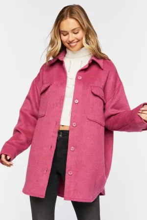 Forever 21 Women's Drop-Sleeve Button-Front Shacket Berry Forever 21