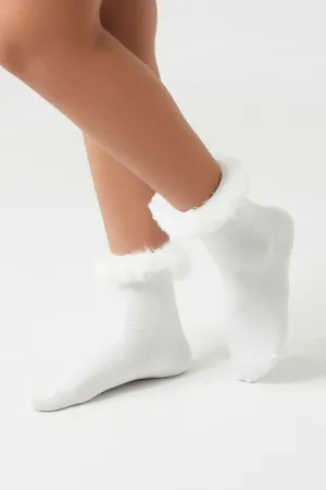 Forever 21 Women's Faux Fur Crew Socks White Forever 21
