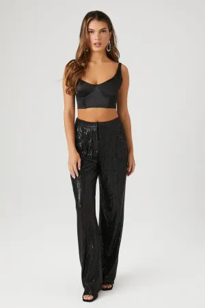 Forever 21 Women's Low-Rise Sequin Pants Black Forever 21