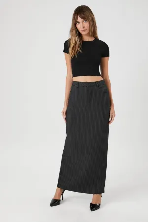 Forever 21 Women's Pinstriped Midi Skirt Black/White Forever 21