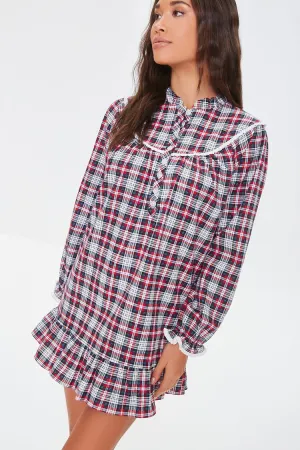 Forever 21 Women's Plaid Flannel Nightgown Red/White Forever 21