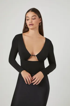 Forever 21 Women's Plunging Cutout Bodysuit Black Forever 21