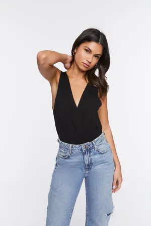 Forever 21 Women's Plunging Surplice Bodysuit Black Forever 21