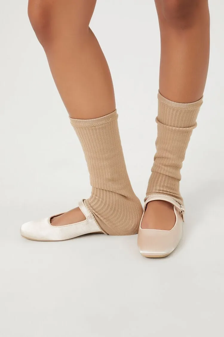 Forever 21 Women's Ribbed Knit Leg Warmers Tan Forever 21