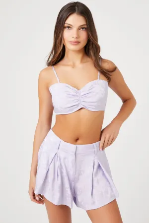 Forever 21 Women's Satin Pleated Shorts Lavender Forever 21