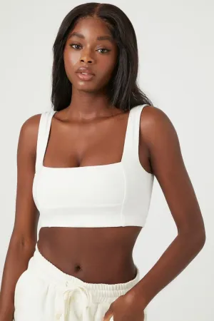 Forever 21 Women's Seamed Square-Neck Sports Bra White Forever 21