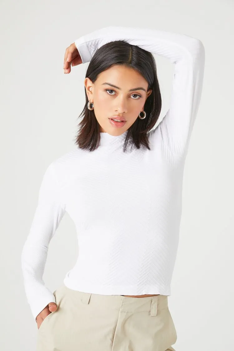 Forever 21 Women's Seamless Mock Neck Top White Forever 21