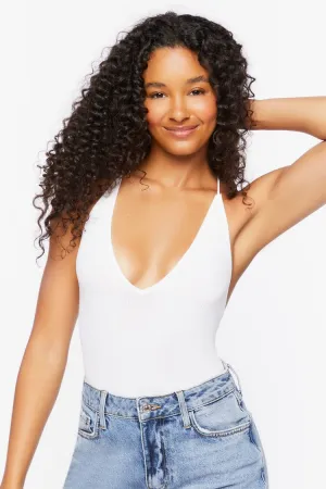 Forever 21 Women's Seamless Plunging Bodysuit White Forever 21