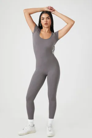 Forever 21 Women's Seamless Short-Sleeve Jumpsuit Charcoal Forever 21