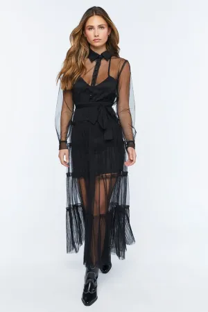 Forever 21 Women's Sheer Tiered Maxi Long Dress Black Forever 21