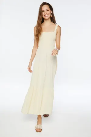 Forever 21 Women's Smocked Strappy Midi Dress Vanilla Forever 21