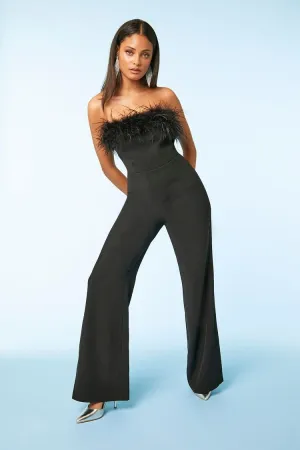 Forever 21 Women's Strapless Faux Fur-Trim Jumpsuit Black Forever 21