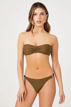 Forever 21 Women's Stretch Bikini Bottoms Olive Forever 21