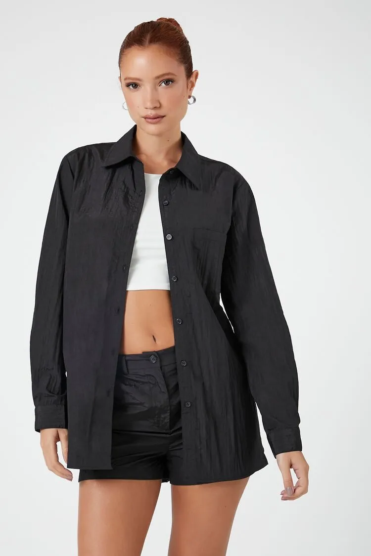 Forever 21 Women's Textured Shirt & Shorts Set Black Forever 21