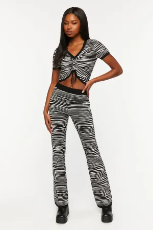 Forever 21 Women's Zebra Print Flare Pants Black/White Forever 21