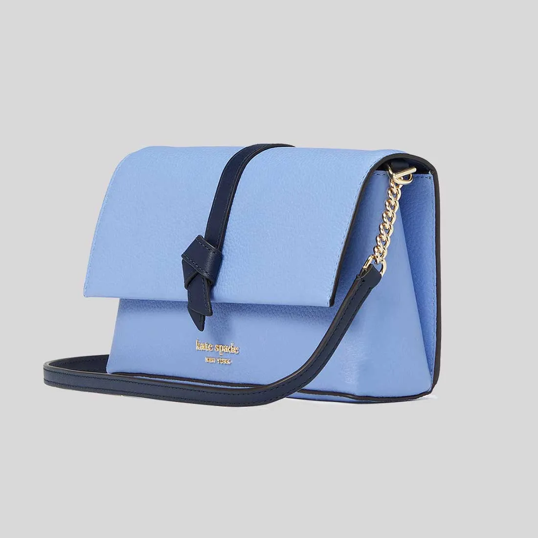 KATE SPADE Knott Colorblocked Flap Chain Crossbody Bag Genie Blue KH171