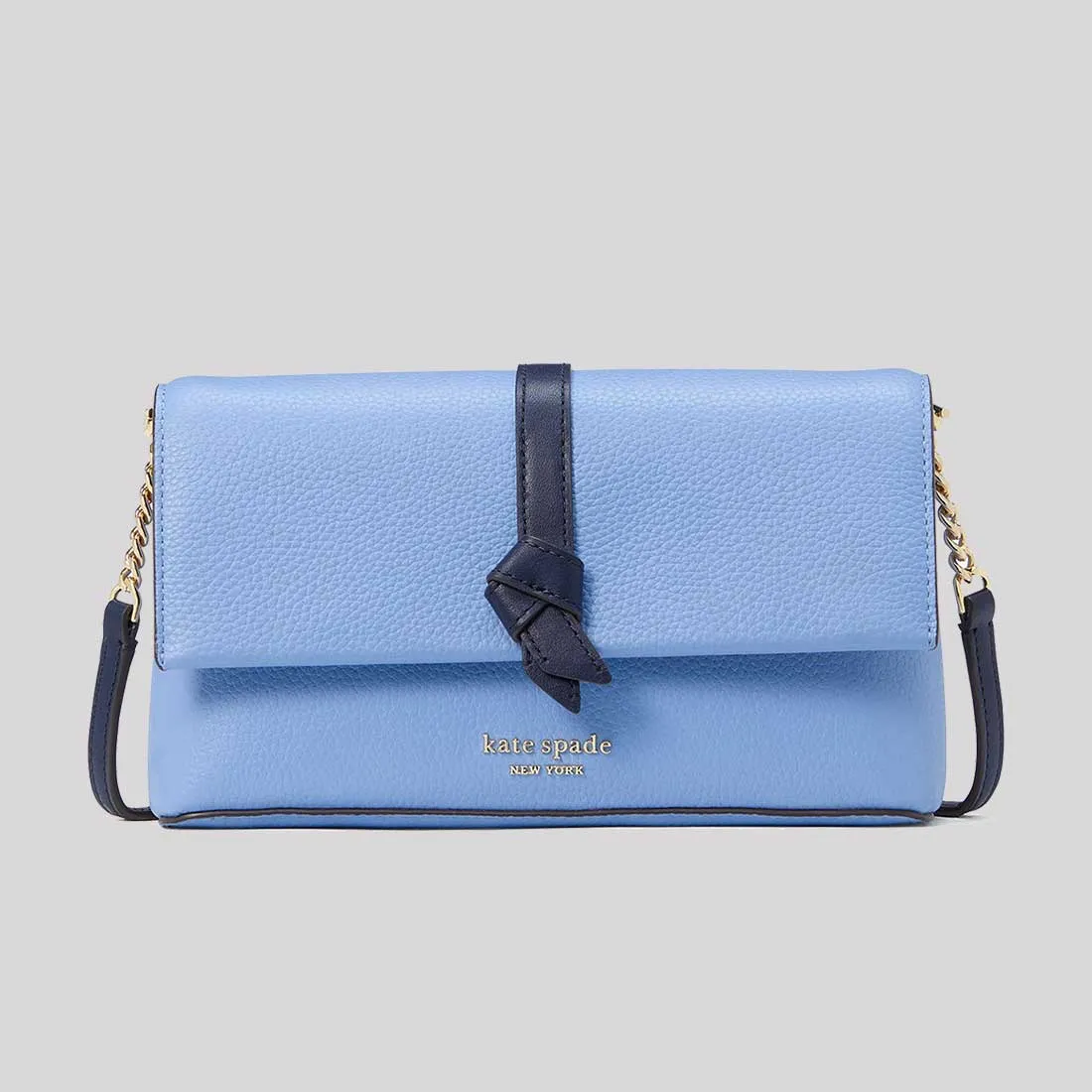 KATE SPADE Knott Colorblocked Flap Chain Crossbody Bag Genie Blue KH171